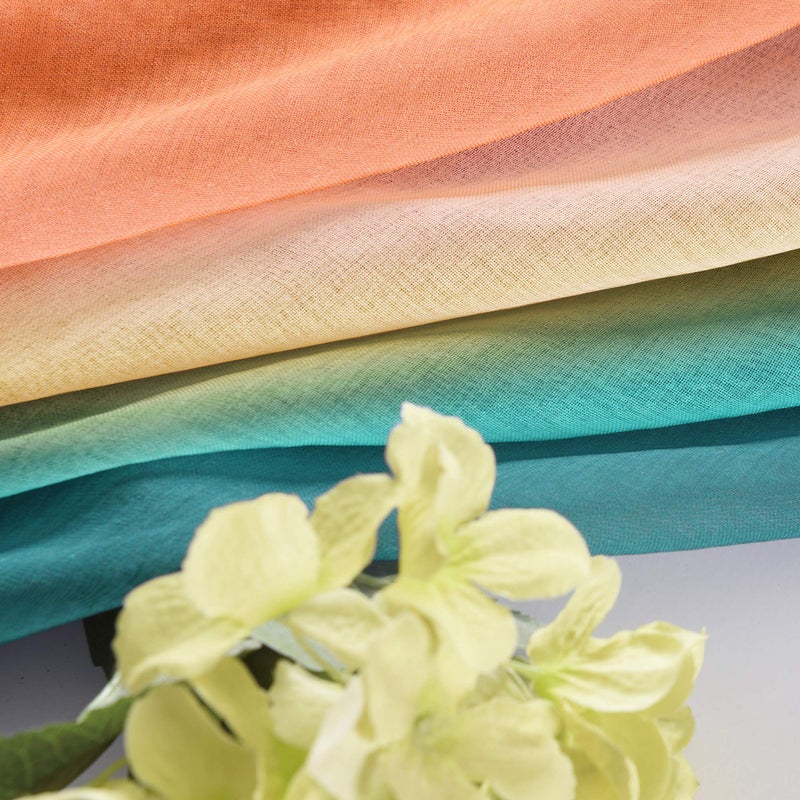 KOUFALL Beach Curtains for Bedroom,Coastal Curtains for Living Room 63 Inch Length 2 Panel Set,Orange and Turquoise/Teal - Image 4